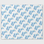 Papier Cadeau Art botanique de l'orchidée bleue (Plat)