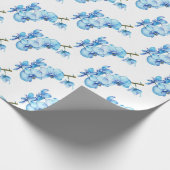 Papier Cadeau Art botanique de l'orchidée bleue (Coin)