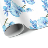 Papier Cadeau Art botanique de l'orchidée bleue (Coin rond)