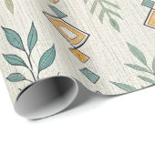 Papier Cadeau Art Botanique Géométrique Motif sans couture (Coin rond)