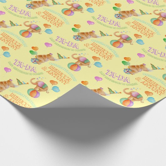 Papier Cadeau Art cirque animal sur mesure baby shower enveloppe (Coin)