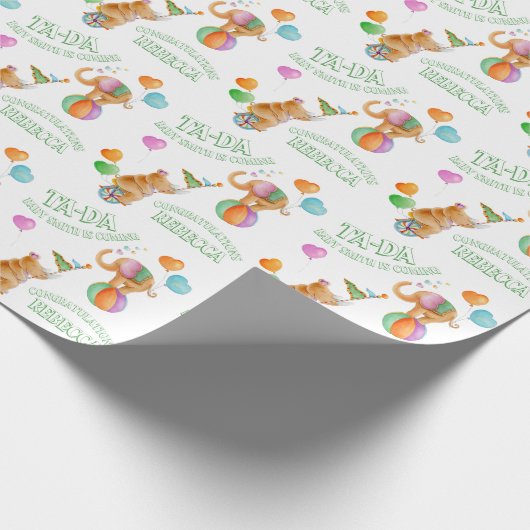 Papier Cadeau Art cirque animal sur mesure baby shower enveloppe (Coin)
