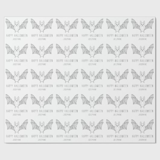 Papier Cadeau Art Cute Bat Line Avec Nom Personnalisé Joyeux Hal (Plat)