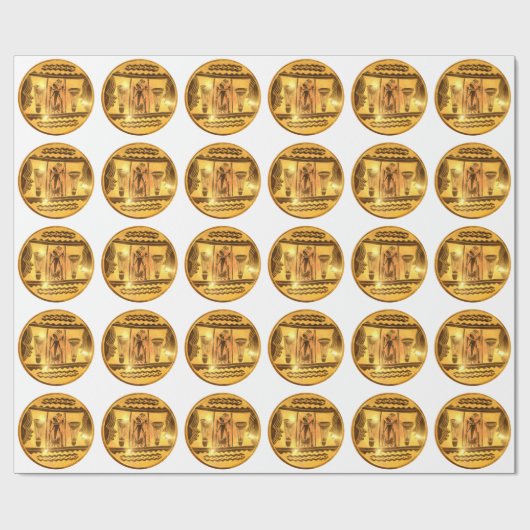 Papier Cadeau Art d'Afrique rouge dorée (Plat)