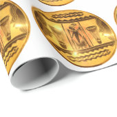 Papier Cadeau Art d'Afrique rouge dorée (Coin rond)