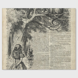 Papier Cadeau Art d'Alice et de pochoir de Cheshire à la page de