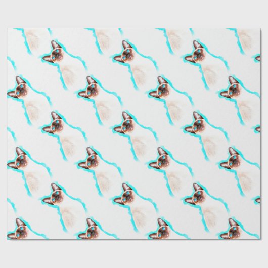 Papier Cadeau Art d'aquarelle de chat de Siamese (Plat)