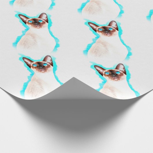 Papier Cadeau Art d'aquarelle de chat de Siamese (Coin)
