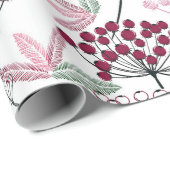 Papier Cadeau Art de campagne de feuillage de baies de Noël aqua (Coin rond)