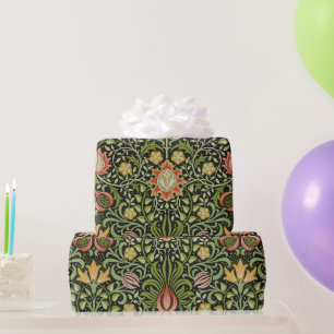 Papier Cadeau Art de carreaux floraux persans noirs de William M
