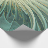 Papier Cadeau Art de fractale de fleurs de fantaisie vert sauge  (Coin)