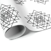 Papier Cadeau Art de la ligne noire de Mandala géométrique (Coin rond)