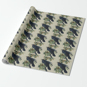 Papier Cadeau Art de la nature de l'oiseau corbeau Audubon vinta