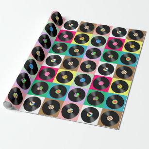 Papier Cadeau Art de la pop pop-record en vinyle Vintage des ann