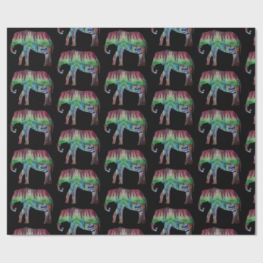 Papier Cadeau Art de l'aquarelle éléphante (Plat)