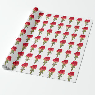 Papier Cadeau Art de rose rouge sur l'arrière - plan blanc