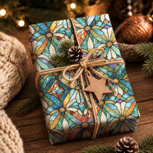 Papier Cadeau Art de verre teinté sarcelle violet élégant et vib