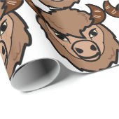 Papier Cadeau art de visage de bison (Coin rond)