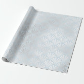 Papier Cadeau Art Déco Bébé Bleu Argent Gris Balances Coquillage (Déroulé)