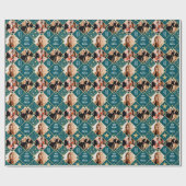 Papier Cadeau Art Deco Birthday Custom Photo Any Age 40th Teal (Plat)