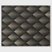Papier Cadeau Art Déco Black Gold Sepia Géométrie (Plat)