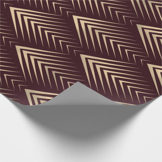Papier Cadeau Art Déco Bourgogne Or Jaune Escales Géométrie (Coin)