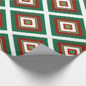 Papier Cadeau Art déco de Noël rouge et vert (Coin)