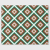 Papier Cadeau Art déco de Noël rouge et vert (Plat)