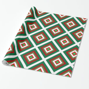 Papier Cadeau Art déco de Noël rouge et vert