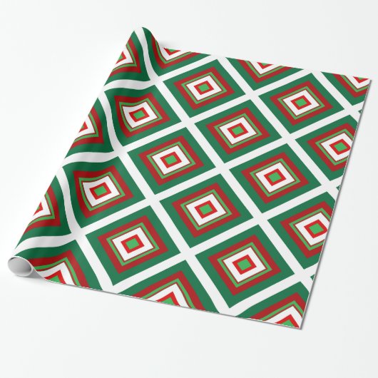 Papier Cadeau Art déco de Noël rouge et vert (Déroulé)