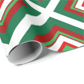Papier Cadeau Art déco de Noël rouge et vert (Coin rond)