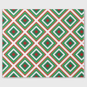 Papier Cadeau Art Déco de Noël vert et rouge (Plat)