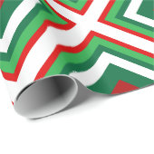 Papier Cadeau Art Déco de Noël vert et rouge (Coin rond)