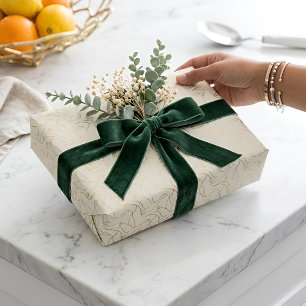 Papier Cadeau Art Déco filigrane d'or Oie Crème Antique
