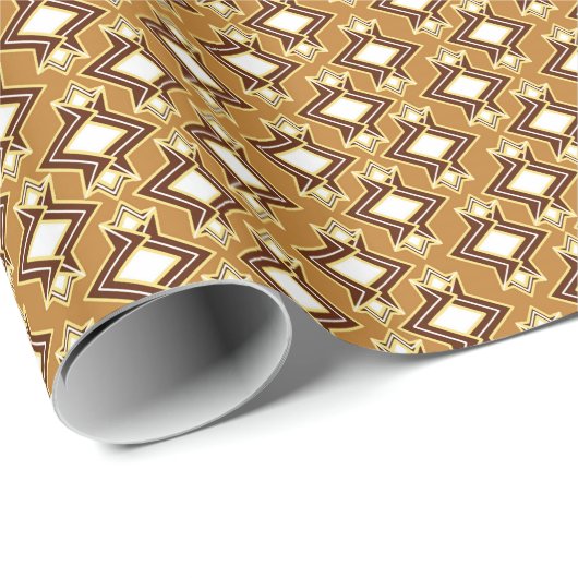 Papier Cadeau Art Déco Fond d'écran Motif, Tan et Brown (Coin rond)
