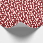 Papier Cadeau Art Déco Fret chinois, Rouge foncé et Blanc (Coin)