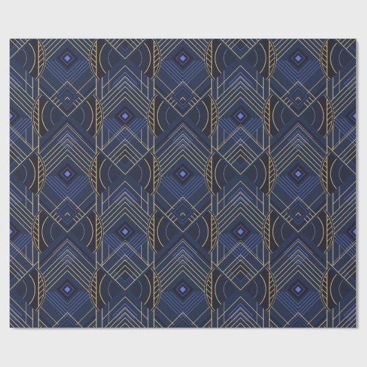 Papier Cadeau Art Deco Geometric Uplift - Blue (Plat)