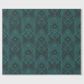 Papier Cadeau Art Deco Geometric Uplift - Dark Teal Glow (Plat)