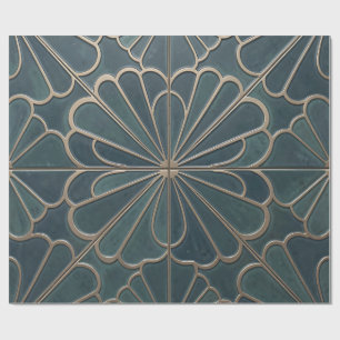 Papier Cadeau Art Déco Géométrique à Motif Éventail Doré Sarcell