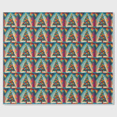 Papier Cadeau Art Déco Géométrique Arbre de Noël Triangle Ciel (Plat)