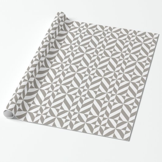 Papier Cadeau Art Déco Géométrique Gris Argent (Déroulé)