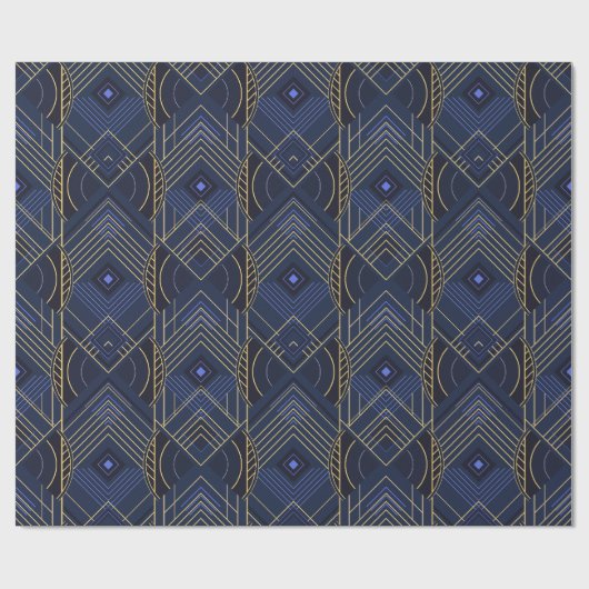 Papier Cadeau Art Déco Géométrique Uplift - Bleu (Plat)