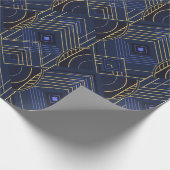 Papier Cadeau Art Déco Géométrique Uplift - Bleu (Coin)