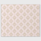 Papier Cadeau Art Déco Gold et Motif rose pâle (Plat)