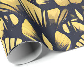 Papier Cadeau Art Déco Inspiré Design Or Floral Noël (Coin rond)