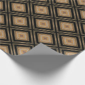 Papier Cadeau Art Deco Inspo Gold Brown Black Geometric Pattern (Coin)