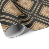 Papier Cadeau Art Deco Inspo Gold Brown Black Geometric Pattern (Coin rond)