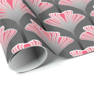 Papier Cadeau Art déco Lily, Grey / Grey / Coral rose