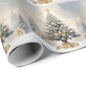 Papier Cadeau Art Déco Luxueux Noël Ornements dorés Vaches (Coin rond)