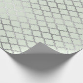 Papier Cadeau Art Déco Mint Green Silver Quatrefoil Vip (Coin)